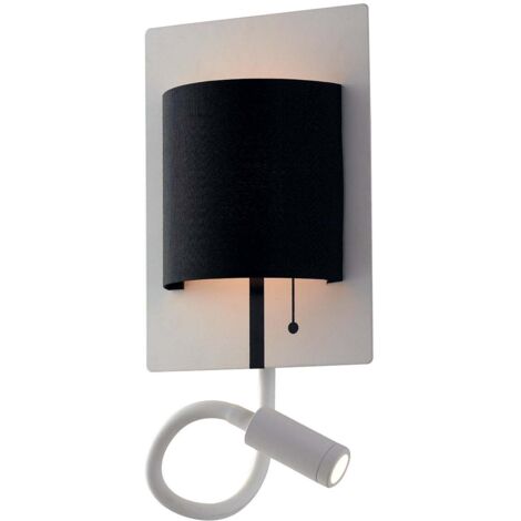 "Applique LED POP in metallo bianco con paralume nero e braccio flessibile"