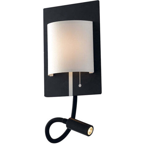 "Applique LED POP in metallo nero con paralume bianco e braccio flessibile"