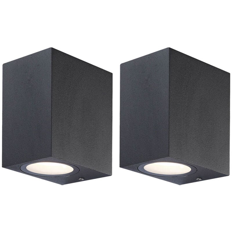 Applique led pour extérieur jardin, spot mural pour jardin, aluminium gris foncé, 1x led 6 watts 472 lumens blanc chaud, h 9,5 cm, lot de 2