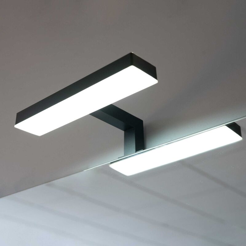 Kiamami Valentina - Applique Led Pour Miroir De Salle De Bain Avec Finition Noire 20X5x12.5 Nettuno