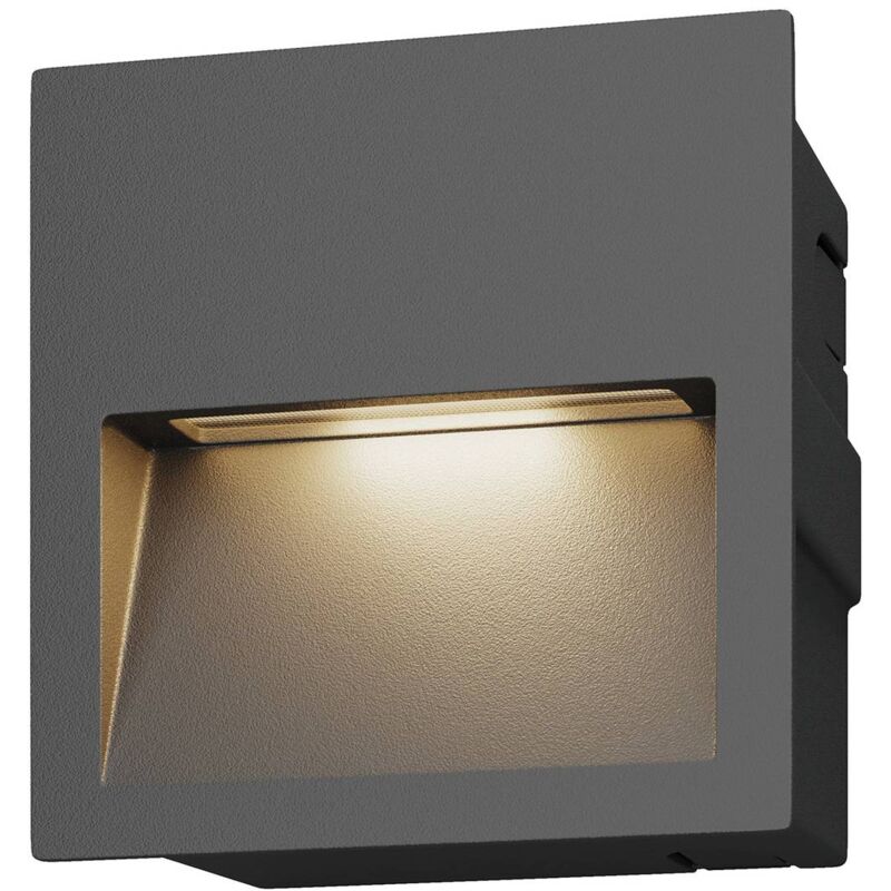 Image of Lucande Applique a LED da incasso Loya, quadrata, grigia, per esterni - grigio scuro, trasparente