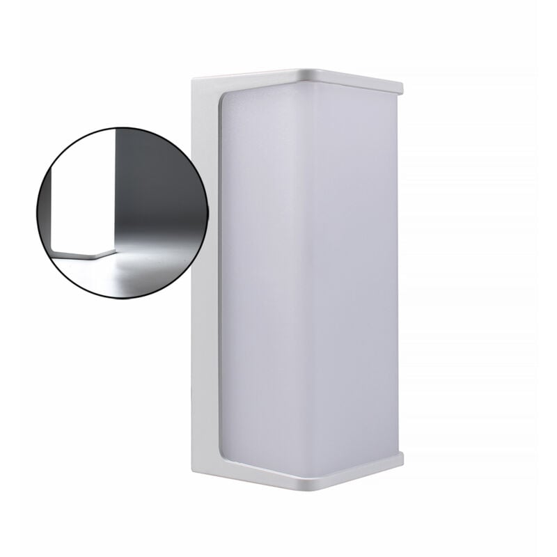 Image of Applique da esterno a led rettangolare lampada da parete moderna in pvc bianco luce fredda 6500K - illuminazione efficiente