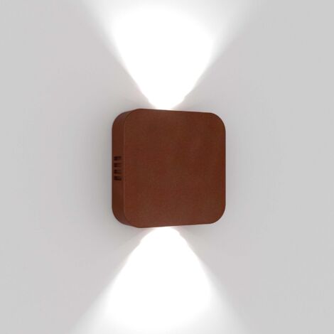 Applique LED Roller pour Intérieur et Extérieur en Aluminium Couleur Corten, Double Émission Orientable, Indice de Protection IP54, 10.5W, 3000K