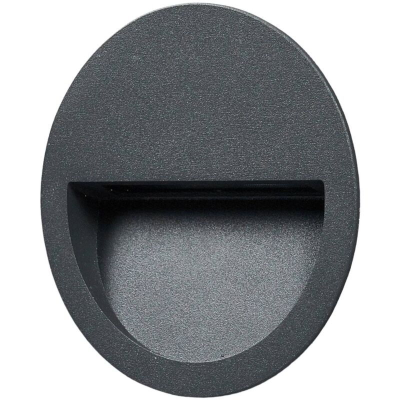 Image of Lucande - Applique a led da incasso Loya, rotonda, grigio scuro, per esterni - grigio scuro, trasparente