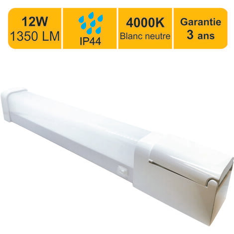 LUTECE-ARC Applique LED salle de bain 12W - 1350lm - 4000K + prises 16A 2P+T IP44 - garantie 3 ans