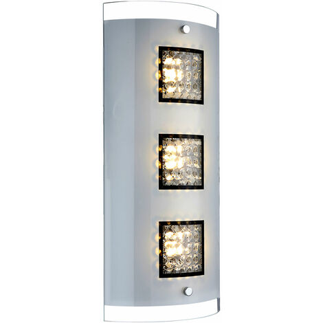 Applique LED Salon Cristaux Lampe de couloir Applique chrome, 3x 5W 3x 251lm blanc chaud, LxH 18x40 cm,Globo 48242-3