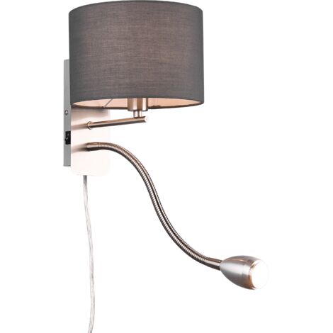 Applique led smd 31w e14  abat jour tissu gris nickel mat - trio - hotel 50216059 50216059 50216059 50216059 50216059