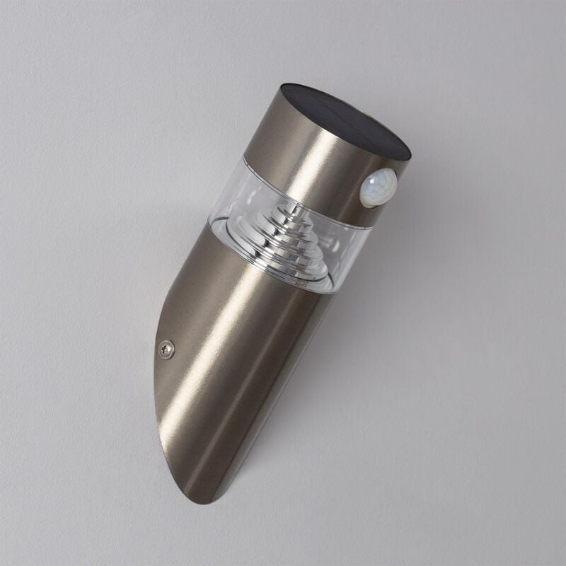 Applique Murale led Extérieure Solaire Inti Inox avec Détecteur de Présence pir 6000K Blanc froid