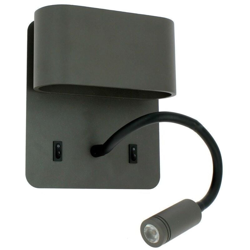 Applique led sorya hotel Anthracite 8W avec Liseuse Température de Couleur: Blanc chaud 2700K