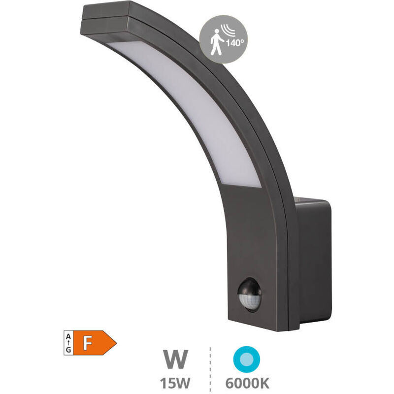 Applique led Tegar avec détecteur de mouvement 15W 6000K Gris anthracite