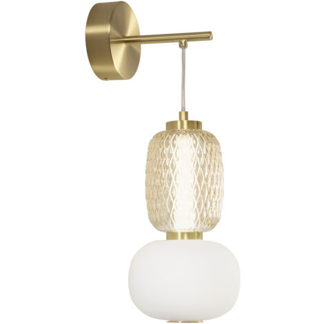 "Applique LED TOTEM in metallo oro con diffusori bianchi e ambra 18W 3000K"