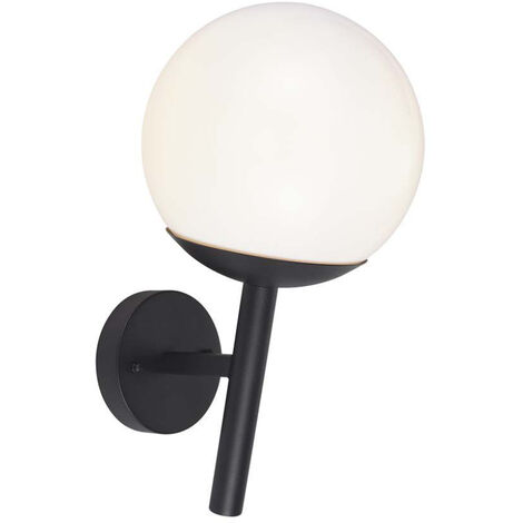 Applique LED V-TAC avec sphère opale et douille E27, noir mat, IP44