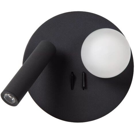 Applique lettura doppia nera sfera bianca Matiz LED Lucide