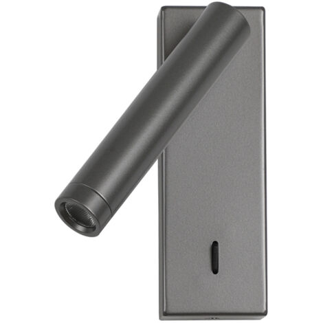 Applique lettura moderna grigia orientabile con switch LED 2,5W