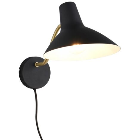 Applique lettura TRAVELLER nero-oro braccio flessibile E27 10W Trio