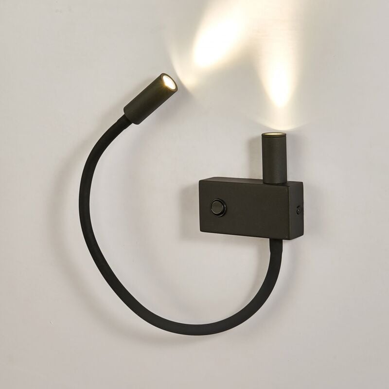 Applique liseuse double lumière épurée noire - Nanda