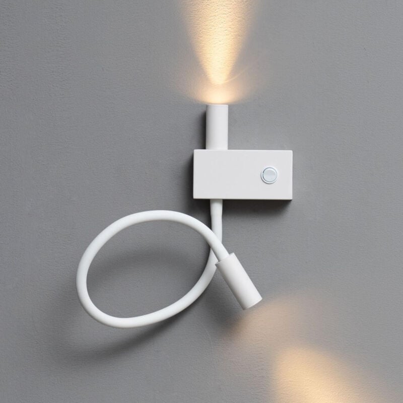 Kosilum - Applique liseuse double lumière épurée blanche - Nanda