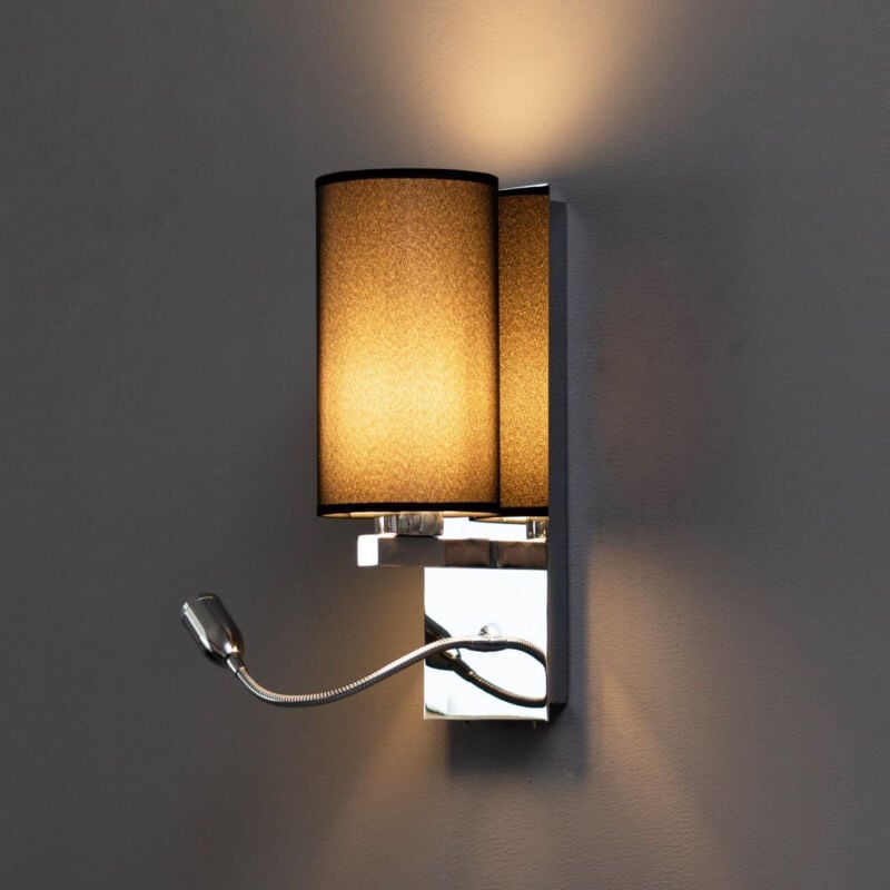 Applique liseuse en métal et tissu noir - Alden