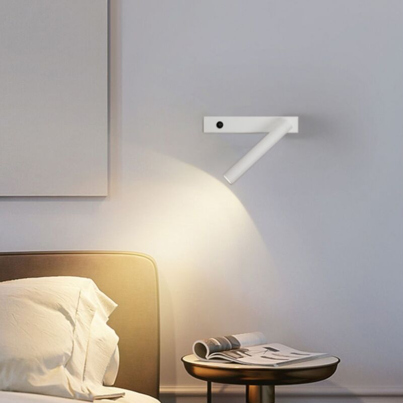 Applique Liseuse Moderne Lampe de Lecture Murale Réglable Chevet Mural Avec Interrupteur Spot Mural Blanc Lumière Chaude
