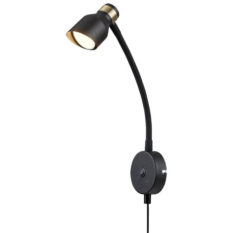 Applique liseuse noire/or interrupteur GU10 Lilou Rabalux