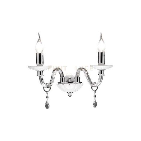 APPLIQUE LIVIA 2 LUCI BIANCO- TRASPARENTE E CROMO ATTACCO E14 L.35CM