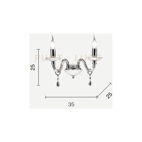APPLIQUE LIVIA 2 LUCI OTTANIO- TRASPARENTE E CROMO ATTACCO E14 L.35CM