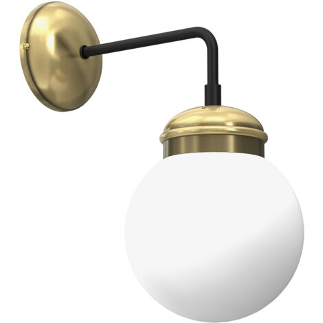 Applique loft Hydro dorée globe verre blanc E14 Luminex