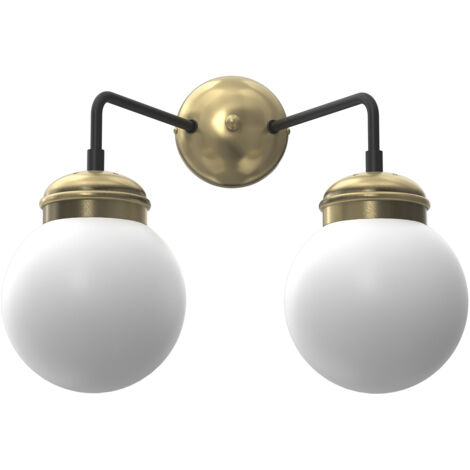 Applique loft laiton 2 globes blancs Hydro E14 Luminex