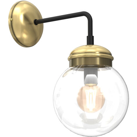 Applique loft ottone globo vetro trasparente Hydro 1 luce E14