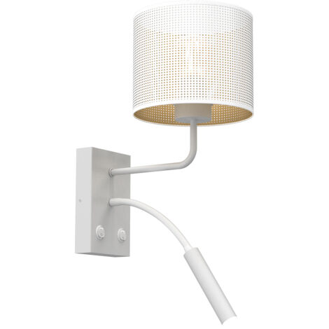 Applique Loft Shade bianca oro, luce lettura 2 interruttori