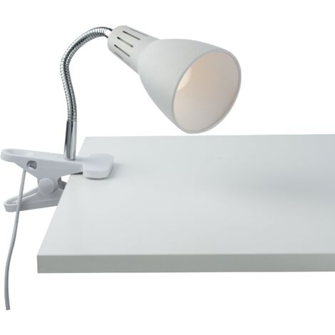 "Applique LOGIKO in metallo bianco con diffusore orientabile e pinza"