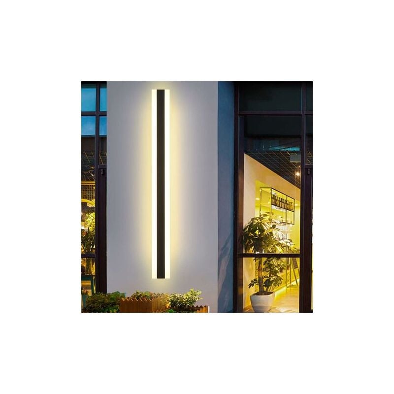 Longue Applique Villa Applique Noire Applique Murale Led D'extérieur En Aluminium Acrylique étanche Ip65 Pour Jardins, Terrasses, Chambres, Applique