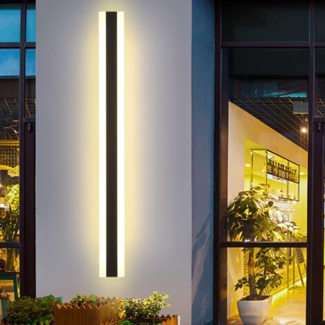 Applique longue LED Villa Applique murale Villa Porche Applique extérieure IP65 Appliques murales étanches Noir Longue bande lumineuse Applique extérieure Lampe de jardin-80CM, Lumière chaude