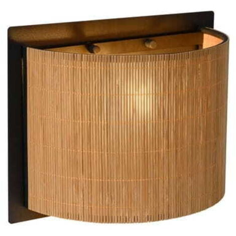 Applique Lucide Magius rattan/nero E27 1 luce 40W dimmerabile