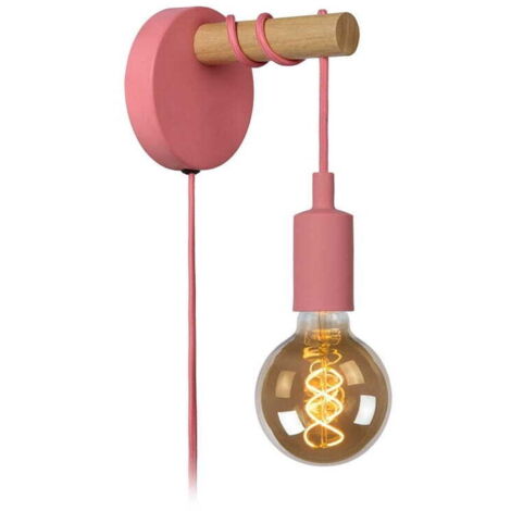 Applique Lucide Paulien rosa/legno E27 60W 08227/01/66