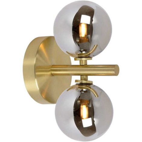 Applique Lucide Tycho 2 luci G9 28W ottone vetro fumé