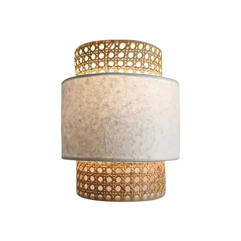 Opjet - Applique luminaire en cannage avec abat-jour en papier mâché