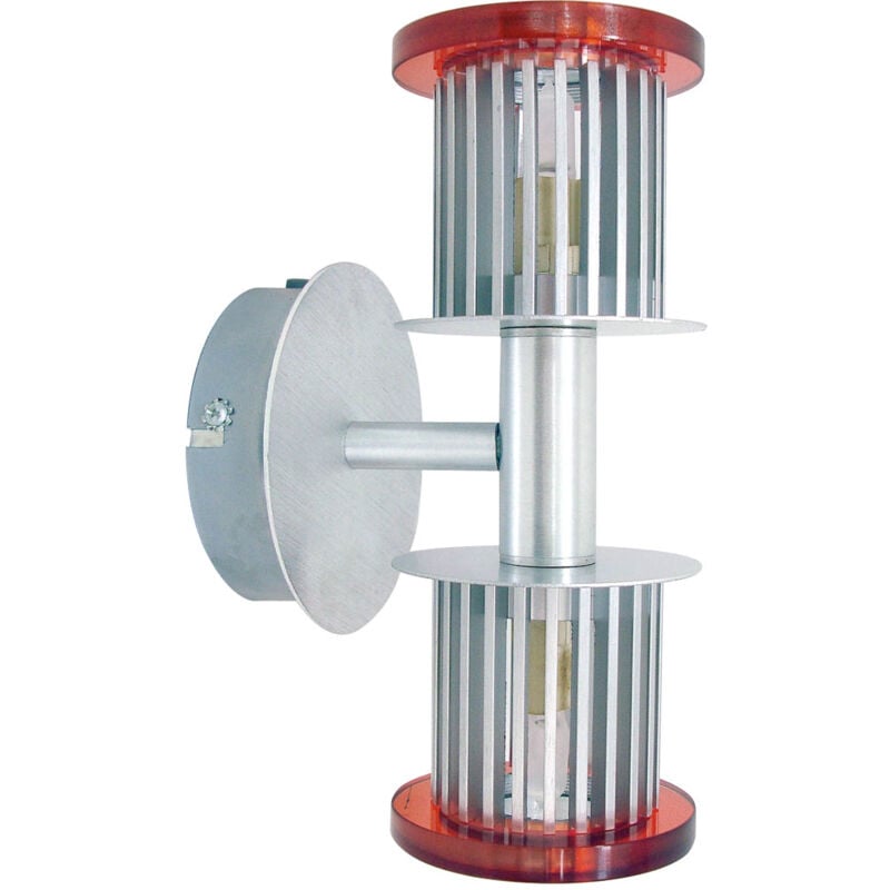 Applique murale applique de couloir lampe de salle de bain lampe de chambre lampe de salon, haut et bas 2 ampoules, verre argent orange, 2x douilles