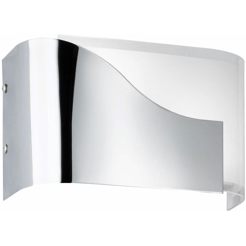 Applique murale moderne en verre, lampe de couloir chromée, partiellement dépolie, 2x douilles G9, HxLxP 15x24,5x10 cm