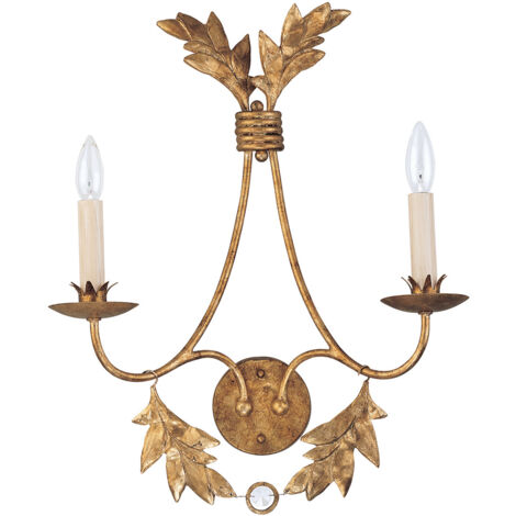 Applique lumineuse acier doré H 55,9 cm éclairage couloir 2 flammes classique