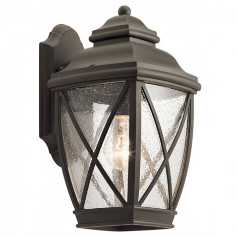 Applique lumineuse d'extérieur ALU verre H 34,1 cm bronze lanterne lampe de jardin classique