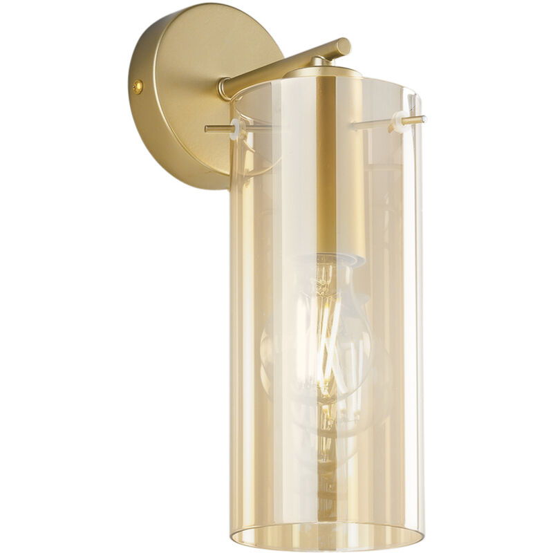 Image of Luce Ambiente E Design - Applique magic in metallo oro e diffusore in vetro ambrato - Oro