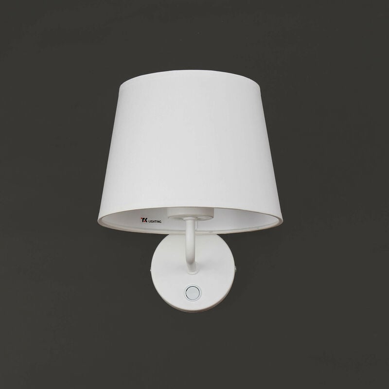 Licht-erlebnisse - Lampe murale d'intérieur Maja blanche avec bras au design classique avec abat-jour en tissu H:24 cm E27 - Blanc