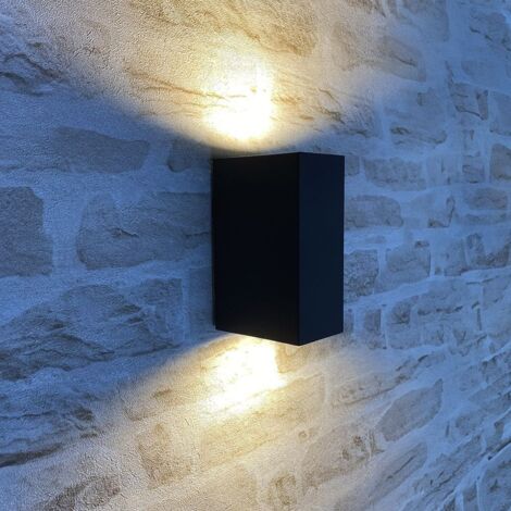 Applique MANATHAN Noir extérieure Rectangulaire double faisceau GU10 IP54