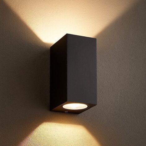 Applique MANATHAN Noire extérieure Rectangulaire  double faisceau GU10 IP54