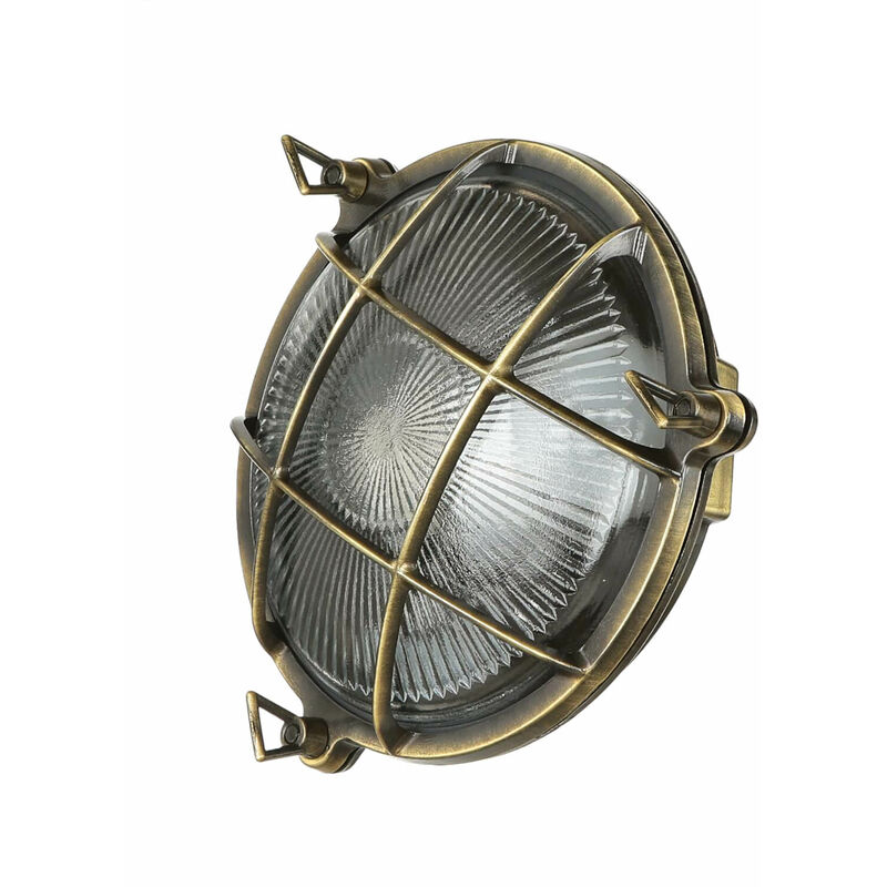 Licht-erlebnisse - Applique Extérieure ø 21 cm Verre Laiton Véritable Lampe d'Extérieur Murale Terrasse Licht-erlebnisse - Applique Extérieure ø 21 cm Verre Laiton Véritable Lampe d'Extérieur Murale Terrasse