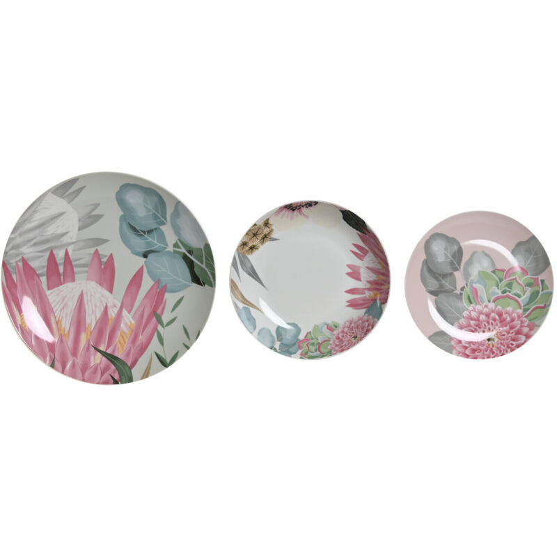 Dkd Home Decor - Vaisselle Set 18 Porcelaine 27X27X3 Tropical Vert