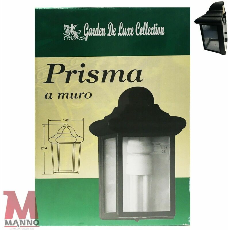 Image of Garden De Lux Collection - applique Mezza lanterna prisma a muro Garden De Lux E27 nero Vetro Alluminio