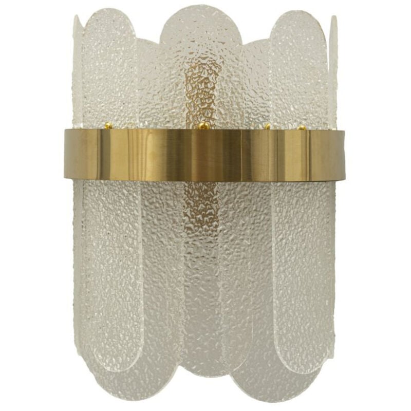 Epikasa - Applique MF64, Verre, Métal, Or, Blanc, 20x14x28 cm