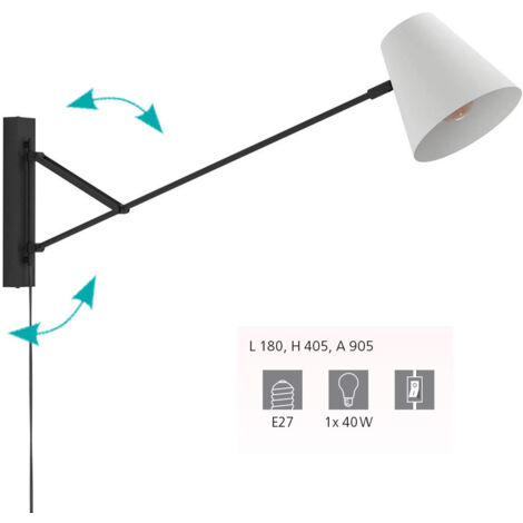 Applique Minimal Forcadet Acciaio Nero 1 Luce E27